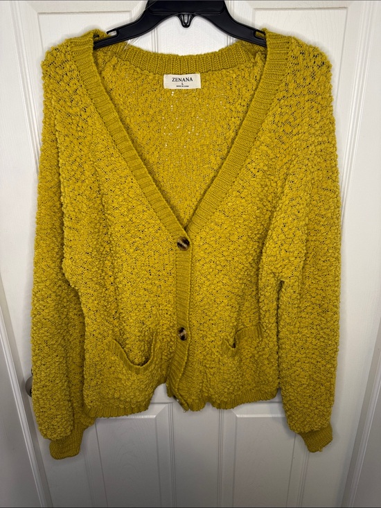 Zenana Outfitters Sweaters - Zenana Outfitters Mustard Button-Front Cropped Cardigan